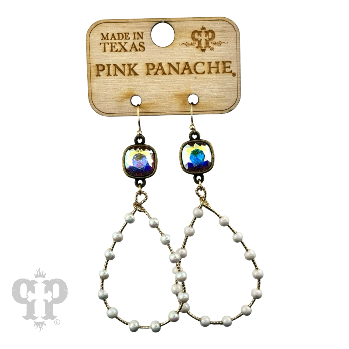 Iridescent teardrop earring, Austrian crystal
