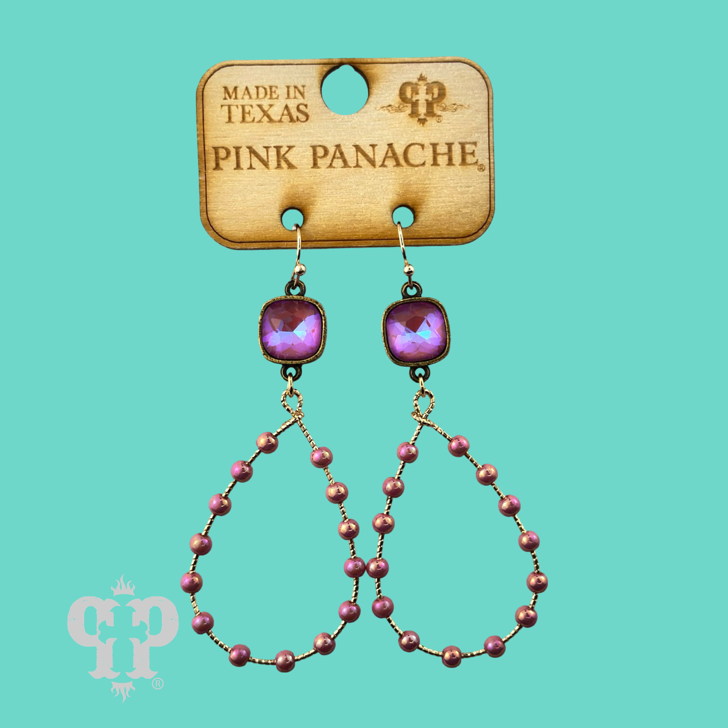 Iridescent teardrop earring, Austrian crystal