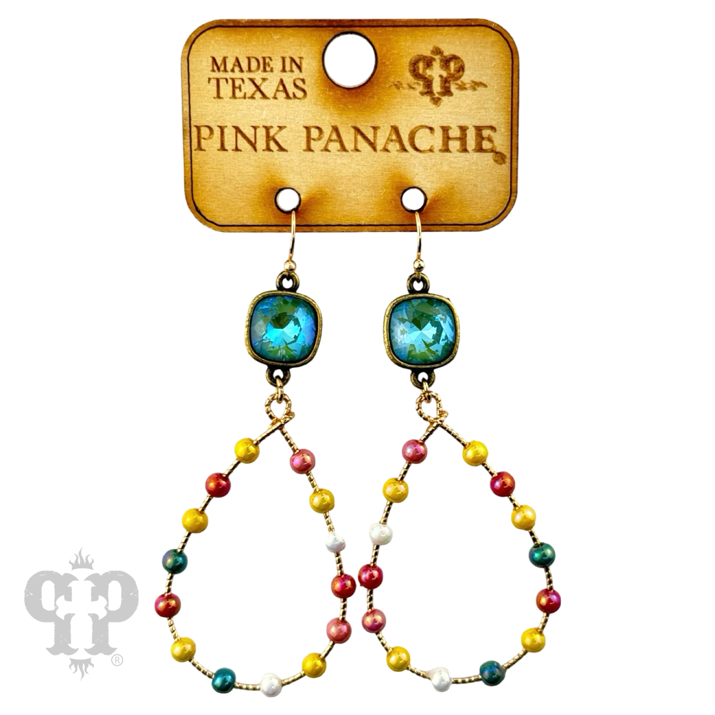 Iridescent teardrop earring, Austrian crystal