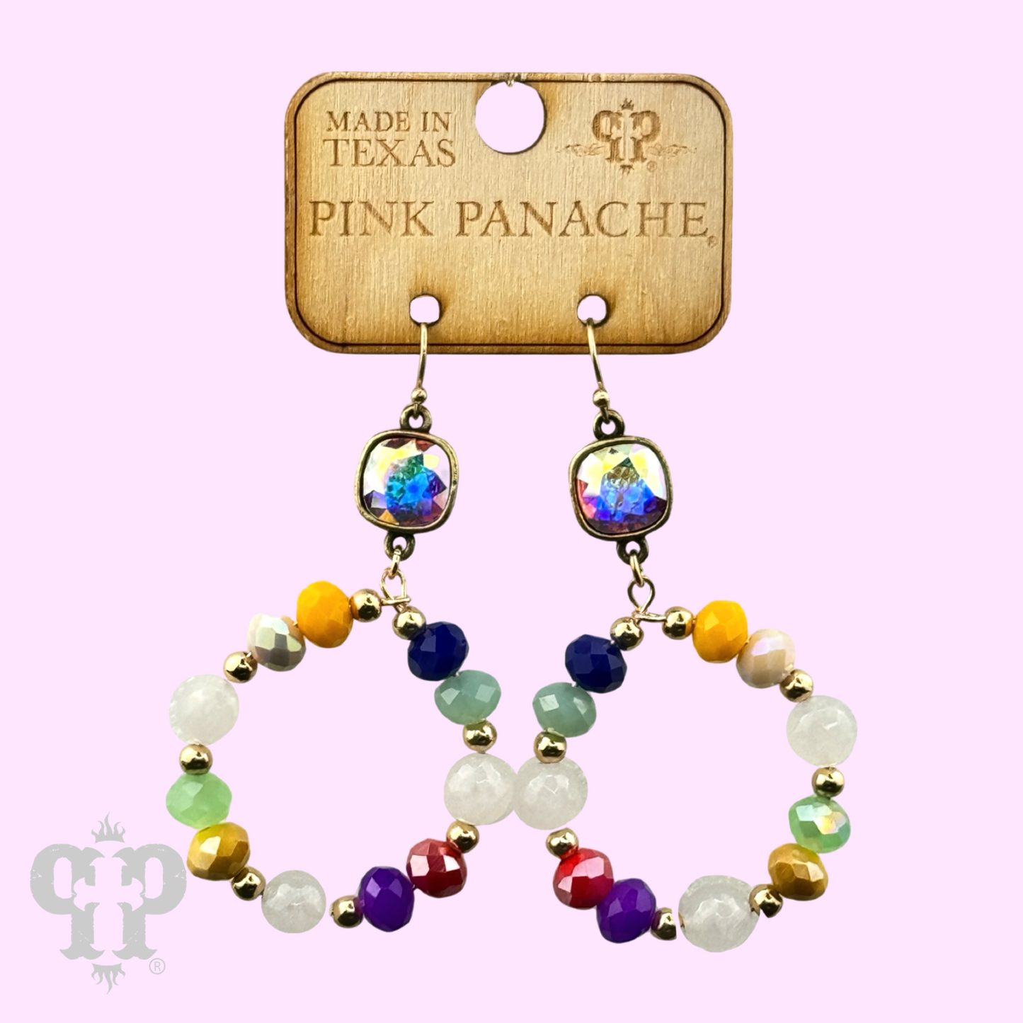 Multi-color bead circle earring, Austrian crystal