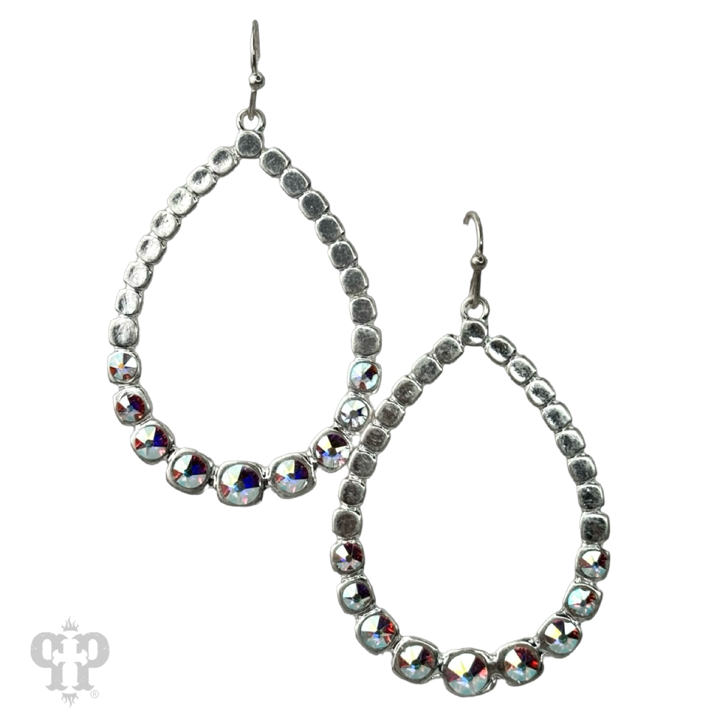 Matte finish teardrop earring, Austrian crystals