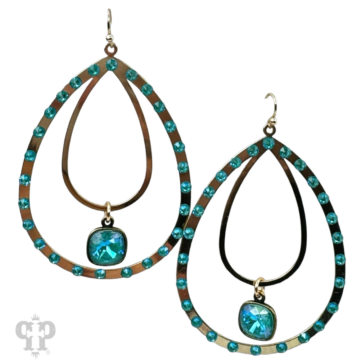 Double teardrop earring, Austrian crystal