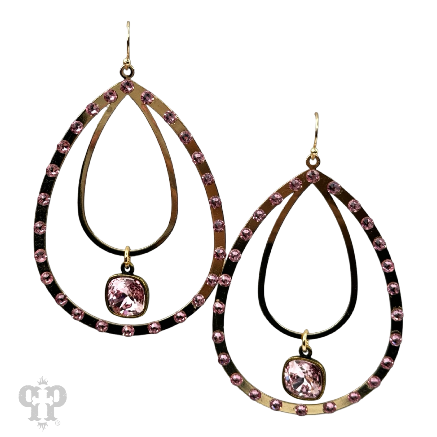 Double teardrop earring, Austrian crystal