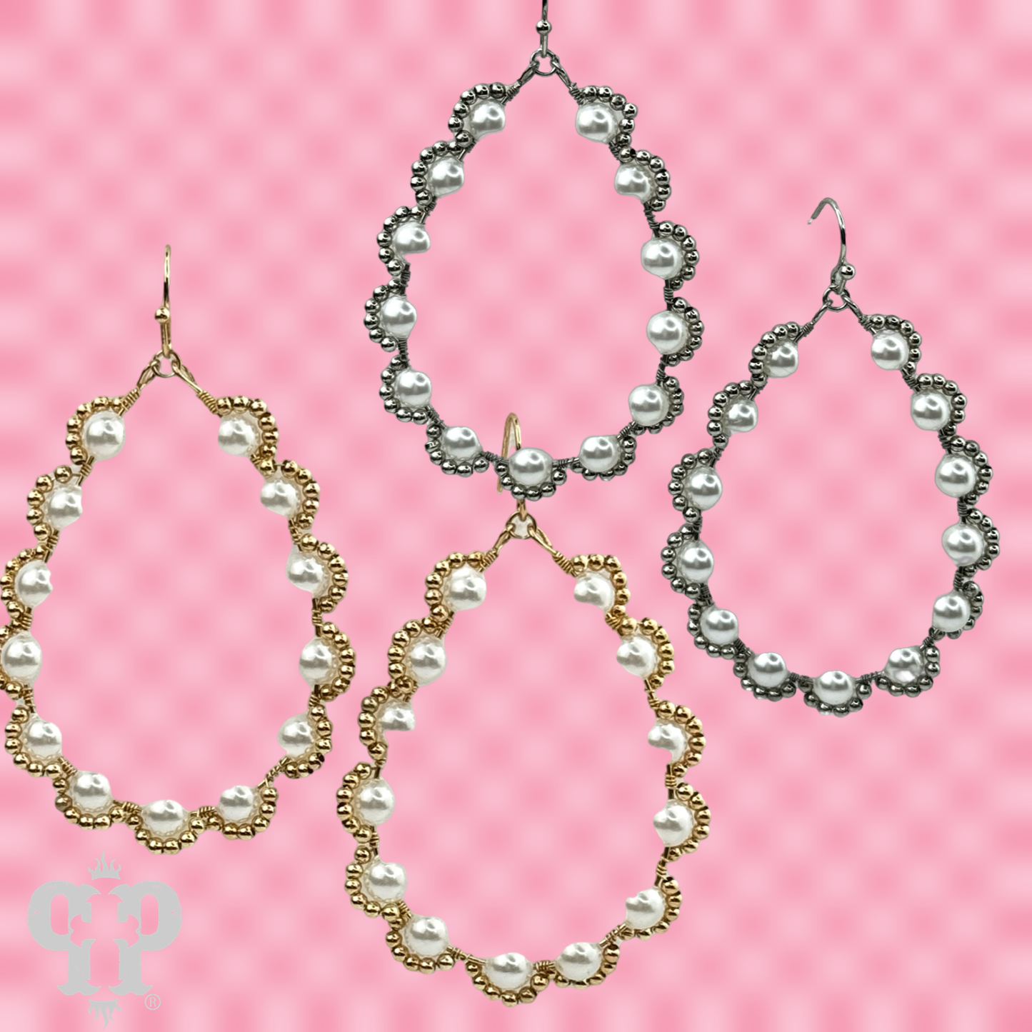 Wire wrapped pearl teardrop earring