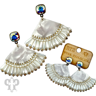 Acrylic fan earring with Austrian crystal