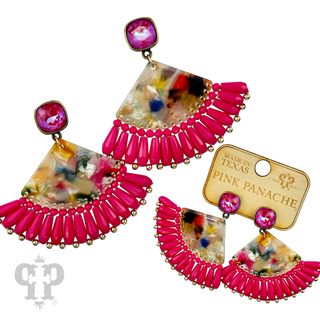 Acrylic fan earring with Austrian crystal