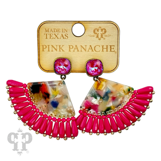 Acrylic fan earring with Austrian crystal