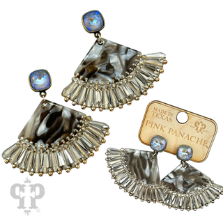 Acrylic fan earring with Austrian crystal