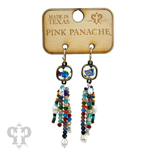 Bead fringe earring, Austrian crystal