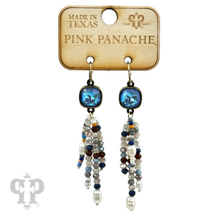 Bead fringe earring, Austrian crystal