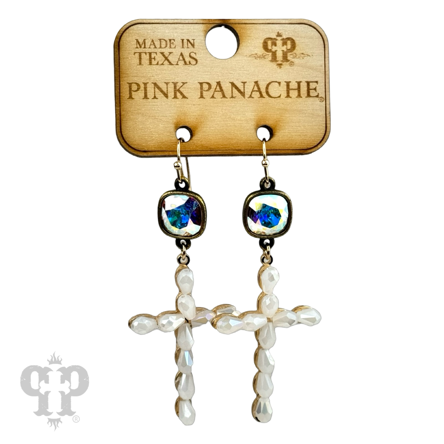 Beaded cross earring, Austrian crystal