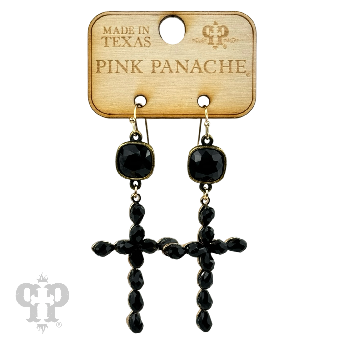 Beaded cross earring, Austrian crystal