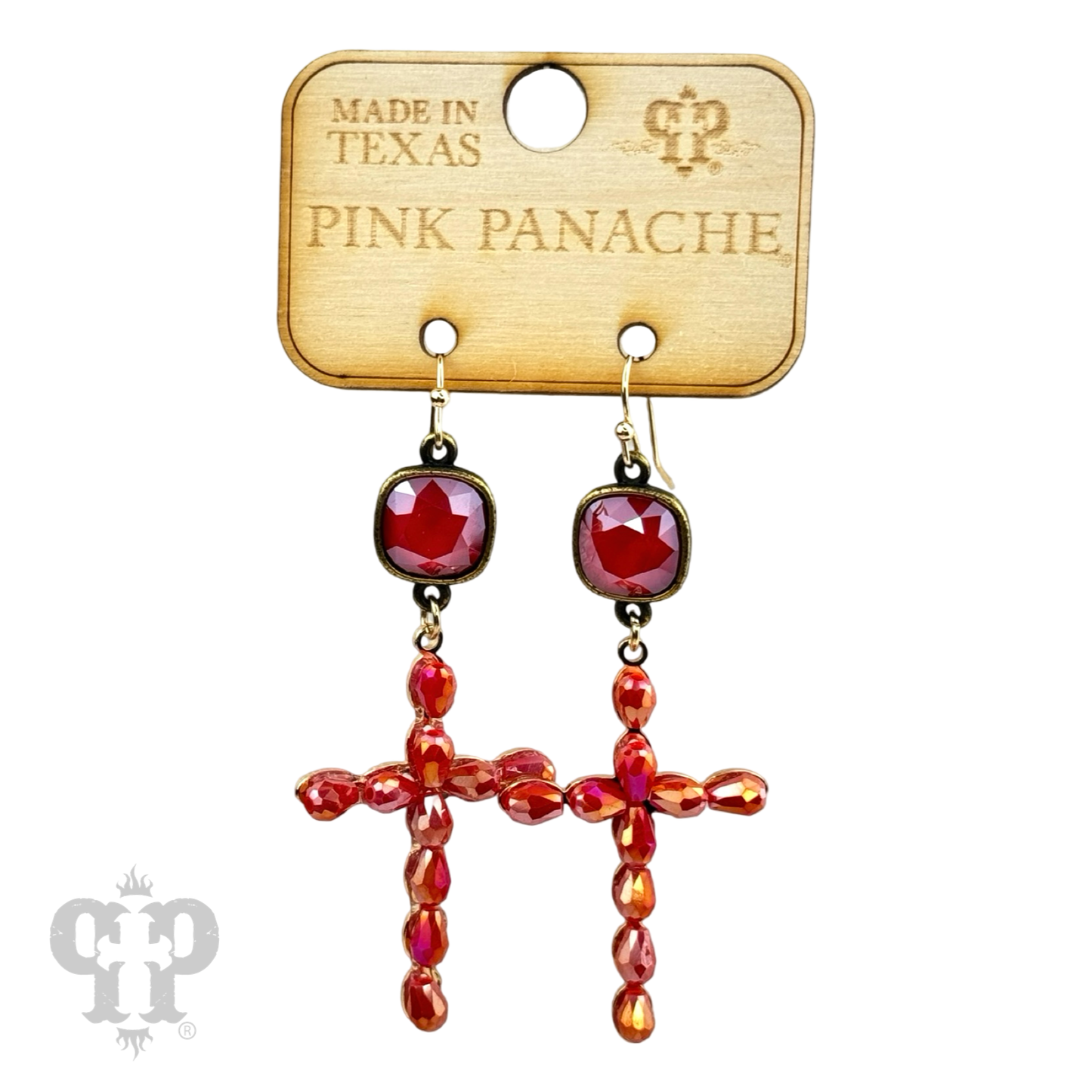 Beaded cross earring, Austrian crystal
