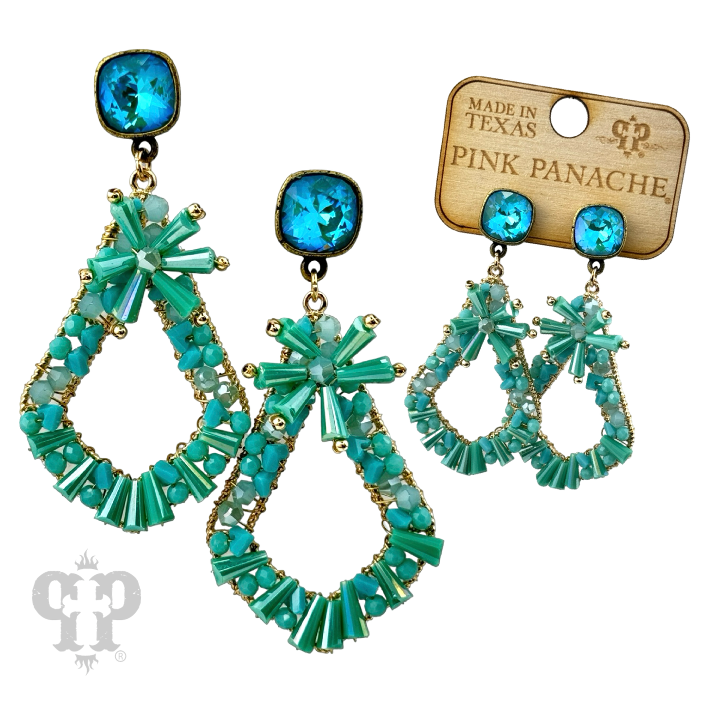 Flute beaded teardrop earring with Austrian crystal