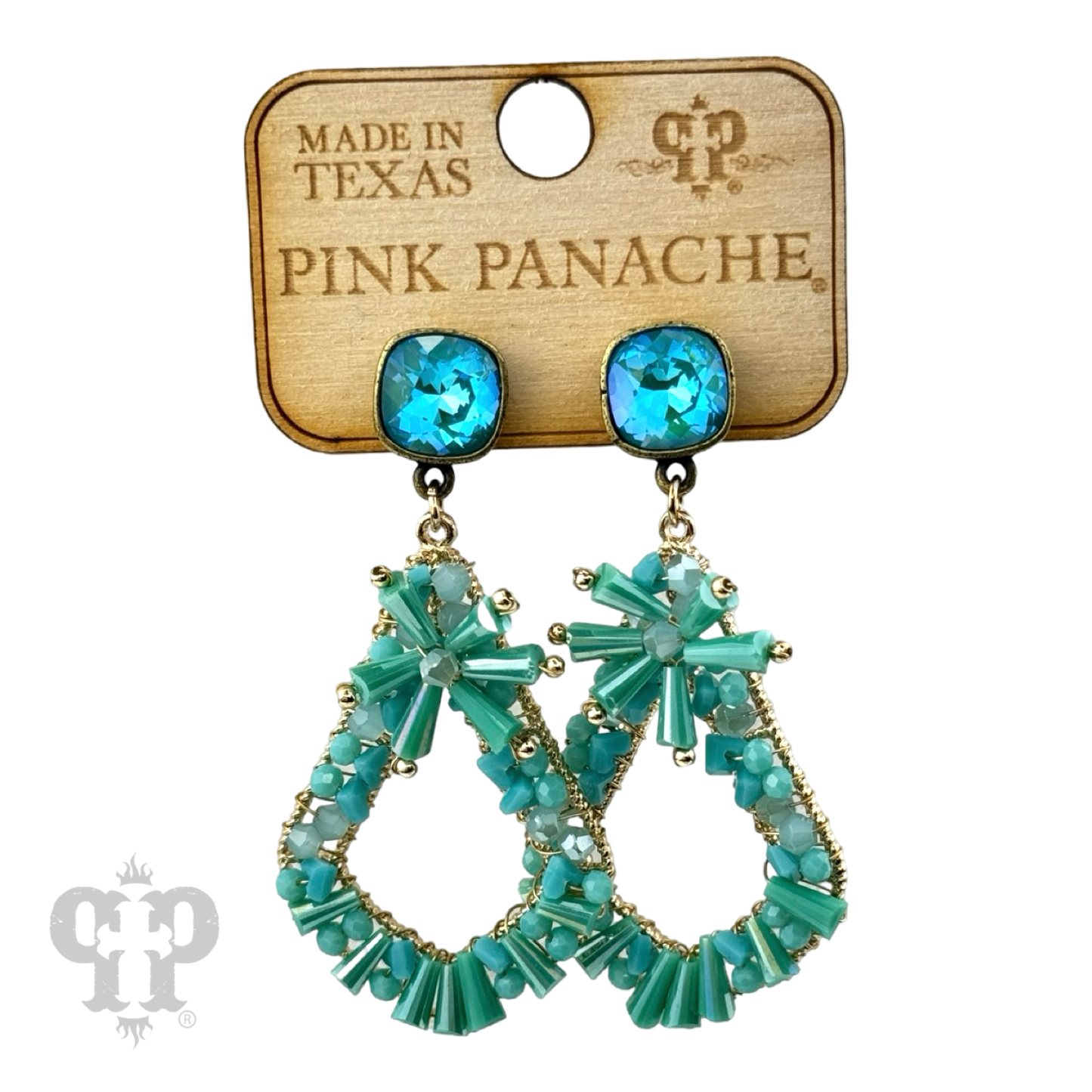Flute beaded teardrop earring with Austrian crystal