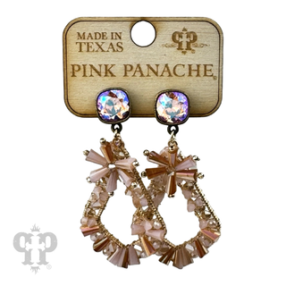 Flute beaded teardrop earring with Austrian crystal