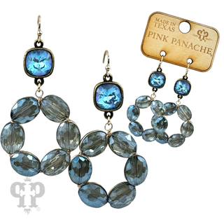 Faceted oval bead dangle earring with Austrian crystal