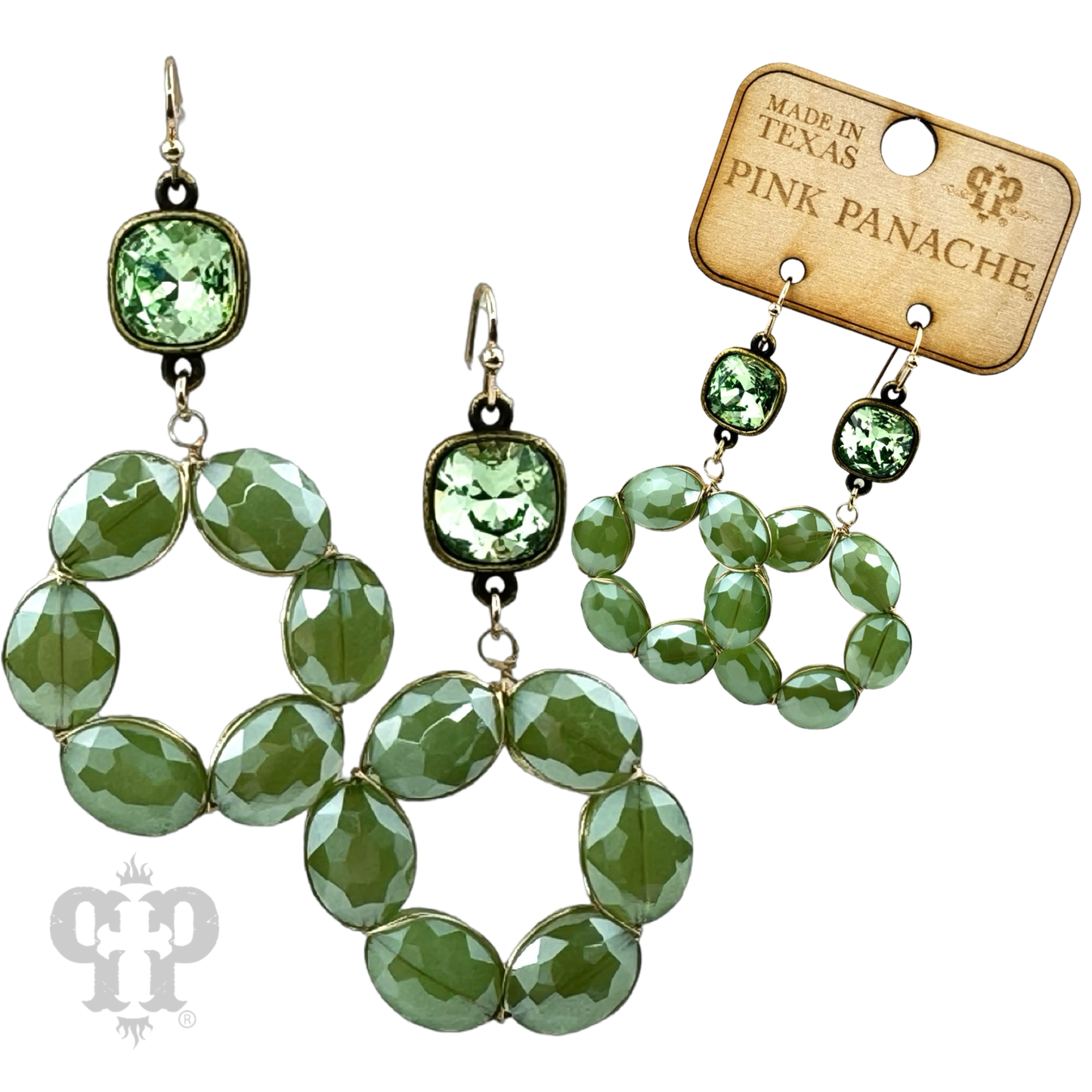 Faceted oval bead dangle earring with Austrian crystal