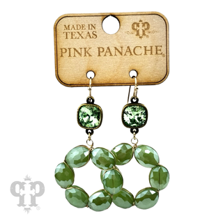 Faceted oval bead dangle earring with Austrian crystal