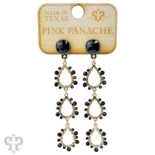 Triple bead wrapped teardrop and Austrian crystal dangle earring