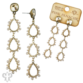 Triple bead wrapped teardrop and Austrian crystal dangle earring
