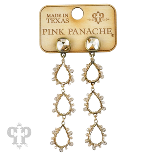 Triple bead wrapped teardrop and Austrian crystal dangle earring