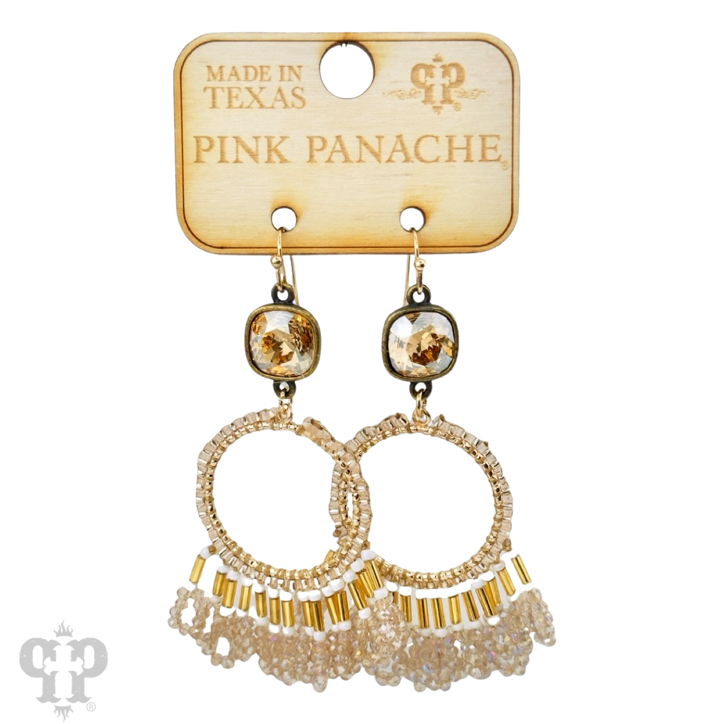 Faceted bead fringe and Austrian crystal dangle earring