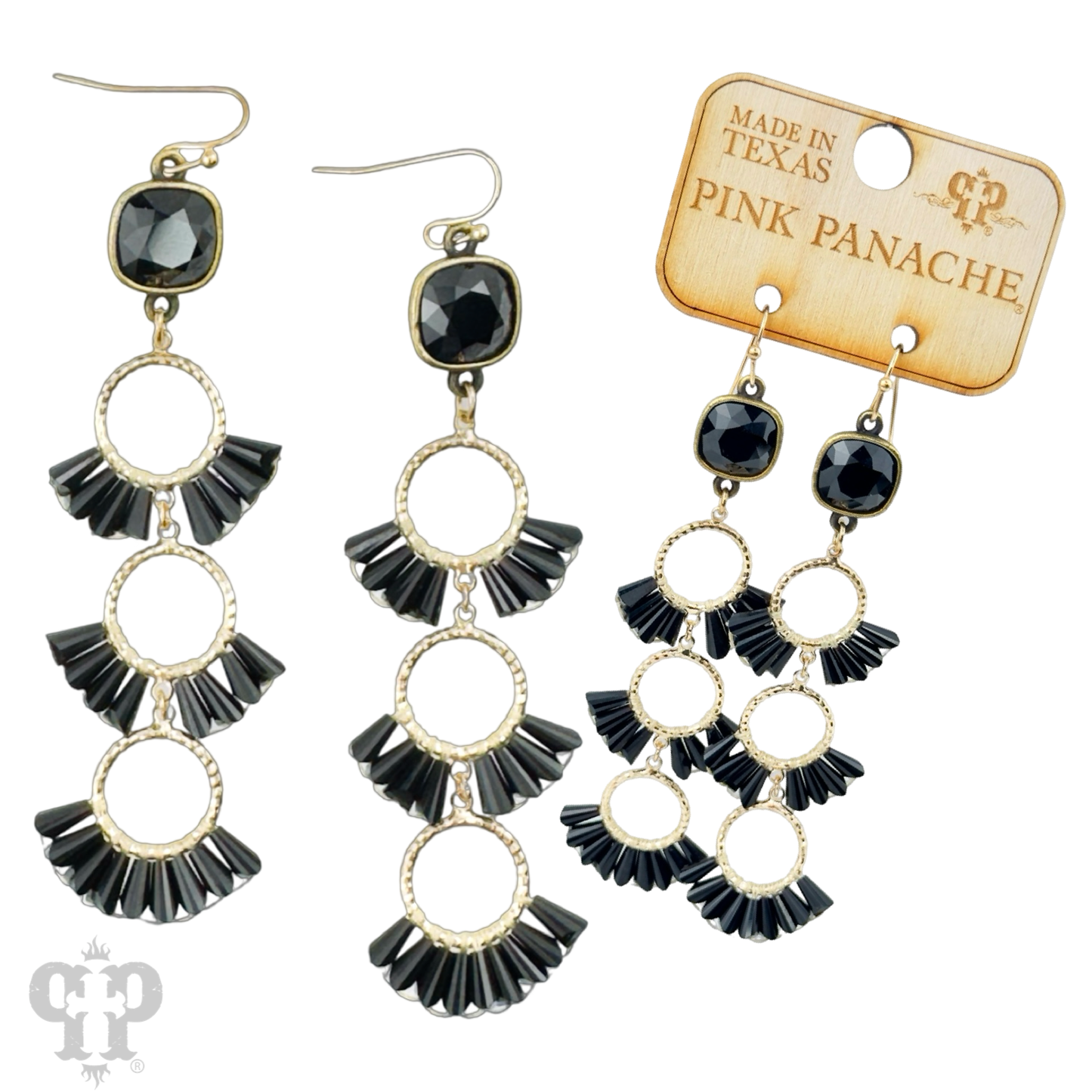 Triple fluted bead earring, Austrian crystal