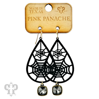 Spider web earring with Austrian crystal