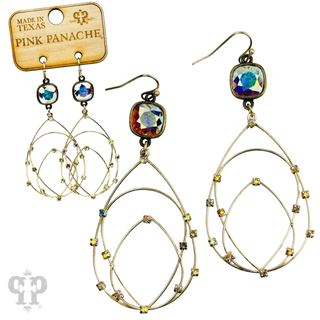Rhinestone studded layered teardrop earring, Austrian crystal