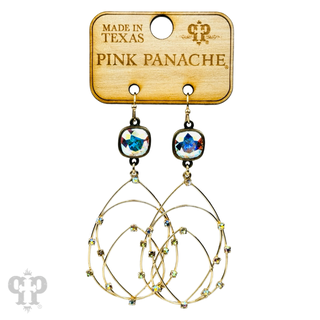 Rhinestone studded layered teardrop earring, Austrian crystal