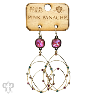 Rhinestone studded layered teardrop earring, Austrian crystal