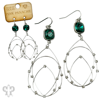 Rhinestone studded layered teardrop earring, Austrian crystal