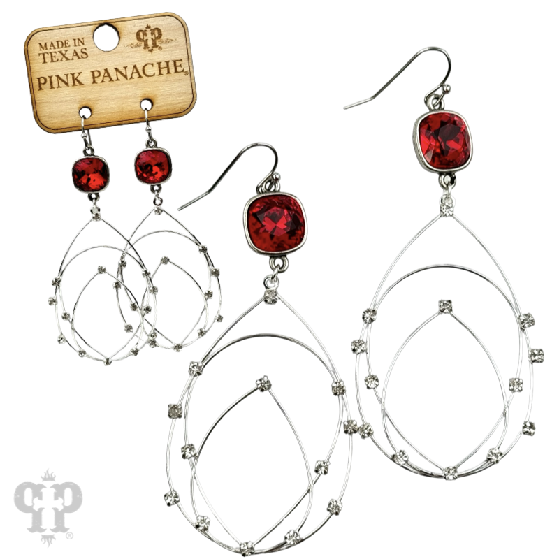 Rhinestone studded layered teardrop earring, Austrian crystal