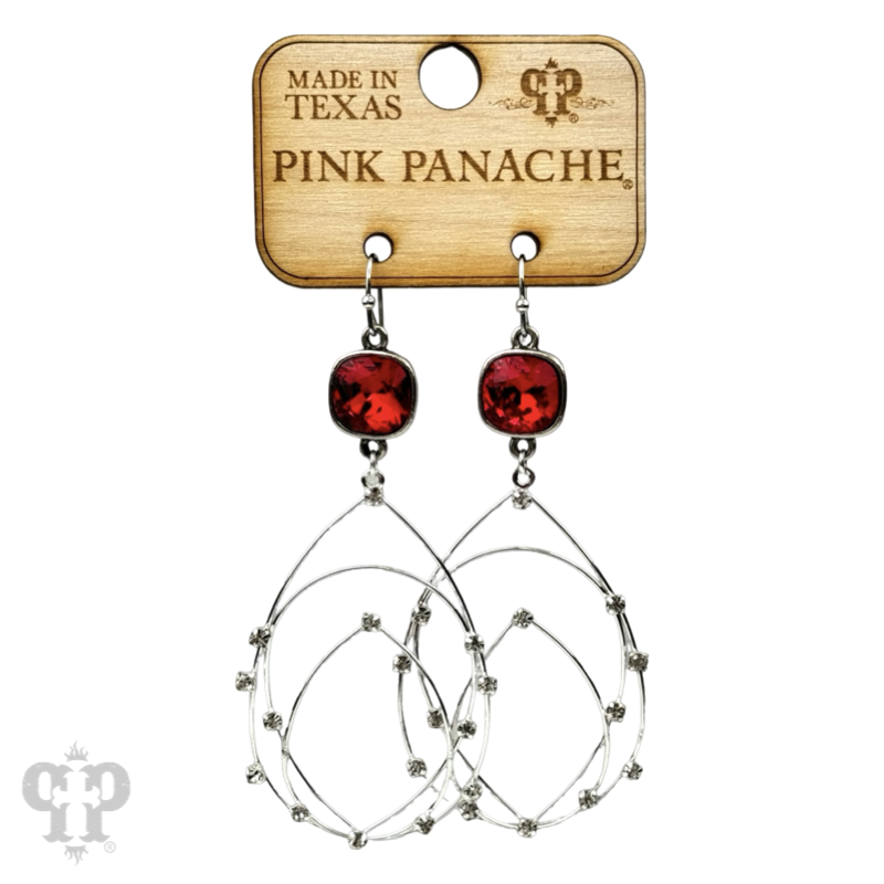 Rhinestone studded layered teardrop earring, Austrian crystal