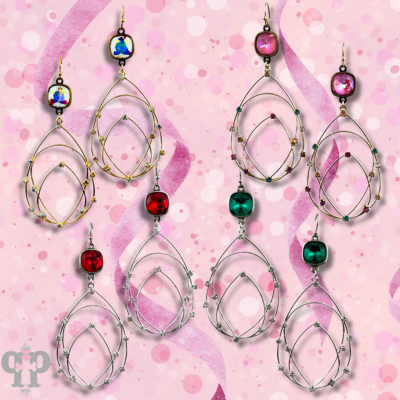 Rhinestone studded layered teardrop earring, Austrian crystal