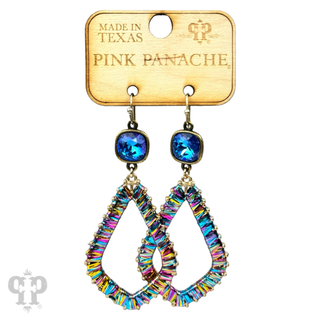 Tinsel wrapped diamond teardrop, Austrian crystal