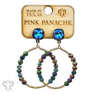 Foil and smooth bead circle earring with crystal, Austrian crystal