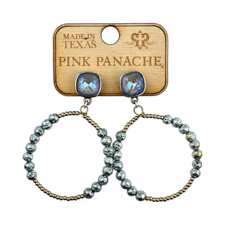 Foil and smooth bead circle earring with crystal, Austrian crystal