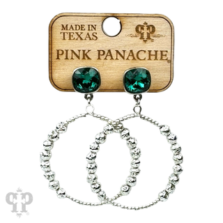 Foil and smooth bead circle earring with crystal, Austrian crystal