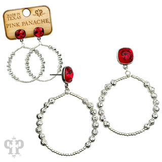 Foil and smooth bead circle earring with crystal, Austrian crystal