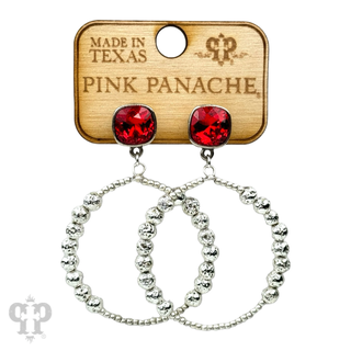 Foil and smooth bead circle earring with crystal, Austrian crystal