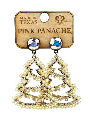 Faceted bead wrapped Christmas tree earring, Austrian crystal