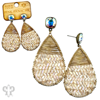 Faceted bead and wire wrapped teardrop earring, Austrian crystal