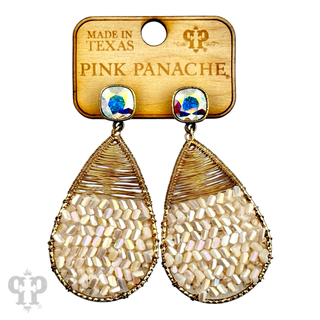 Faceted bead and wire wrapped teardrop earring, Austrian crystal