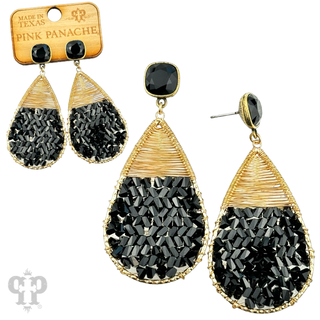 Faceted bead and wire wrapped teardrop earring, Austrian crystal