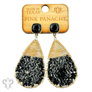 Faceted bead and wire wrapped teardrop earring, Austrian crystal