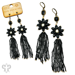 Flower and tassel chandelier statement earring, Austrian crystal