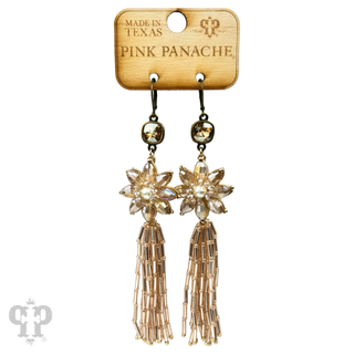 Flower and tassel chandelier statement earring, Austrian crystal