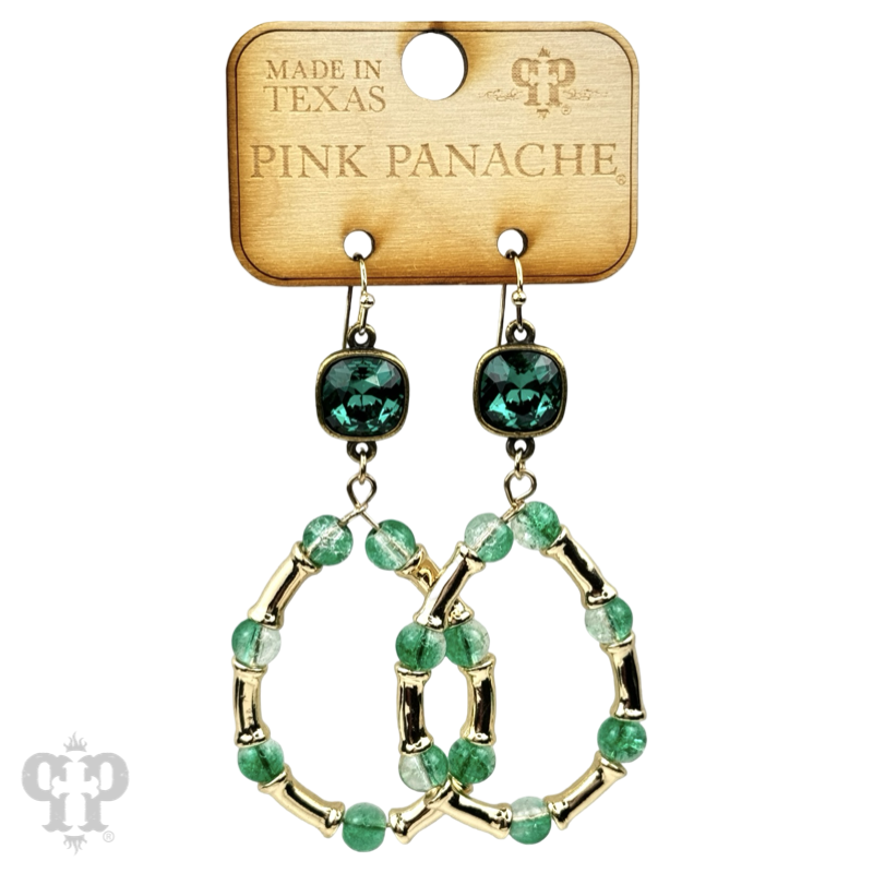 Ombre crackle bead teardrop earring, Austrian crystal